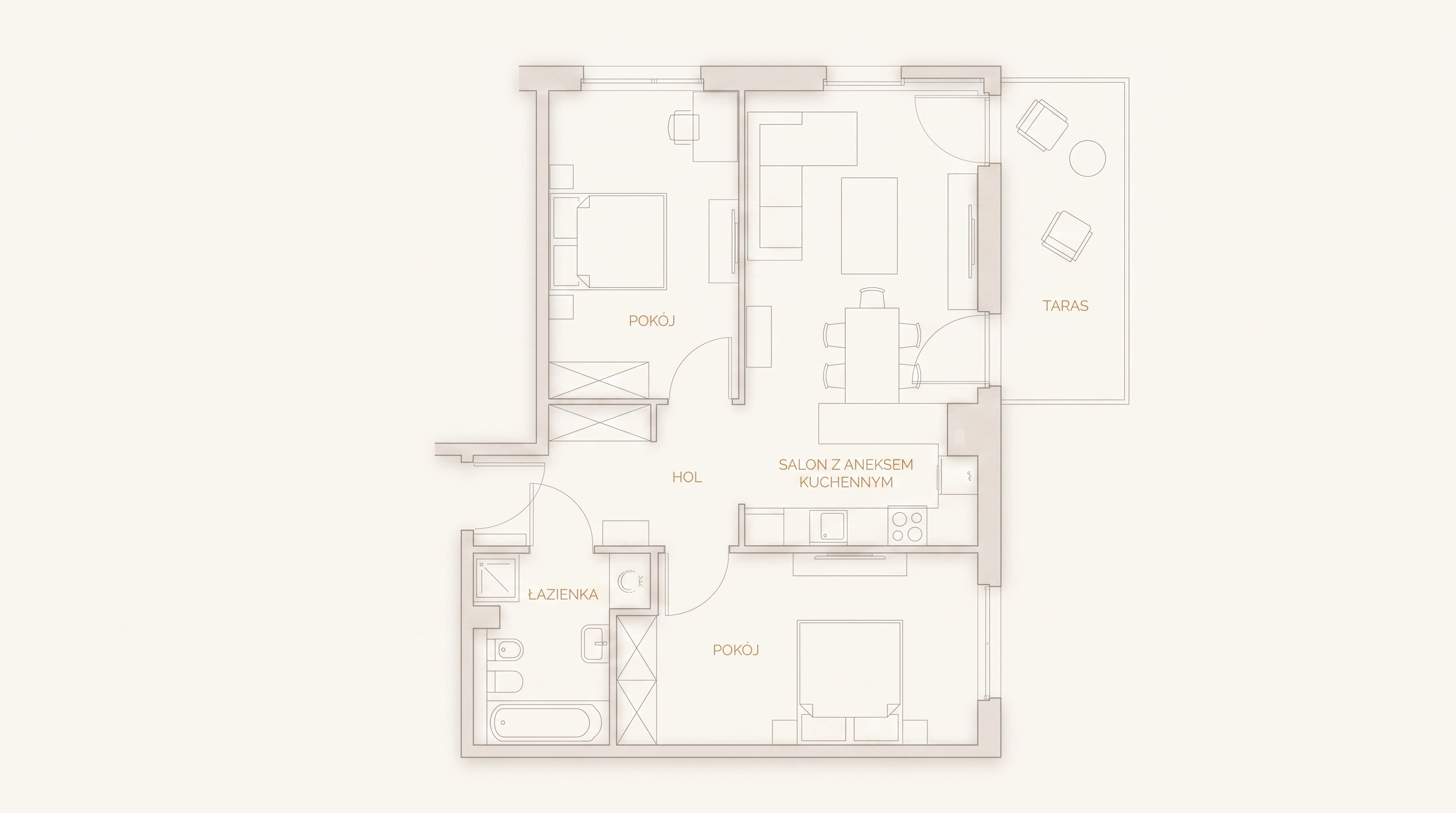 Rzut apartamentu 69,1 m² — Nadmorski Park