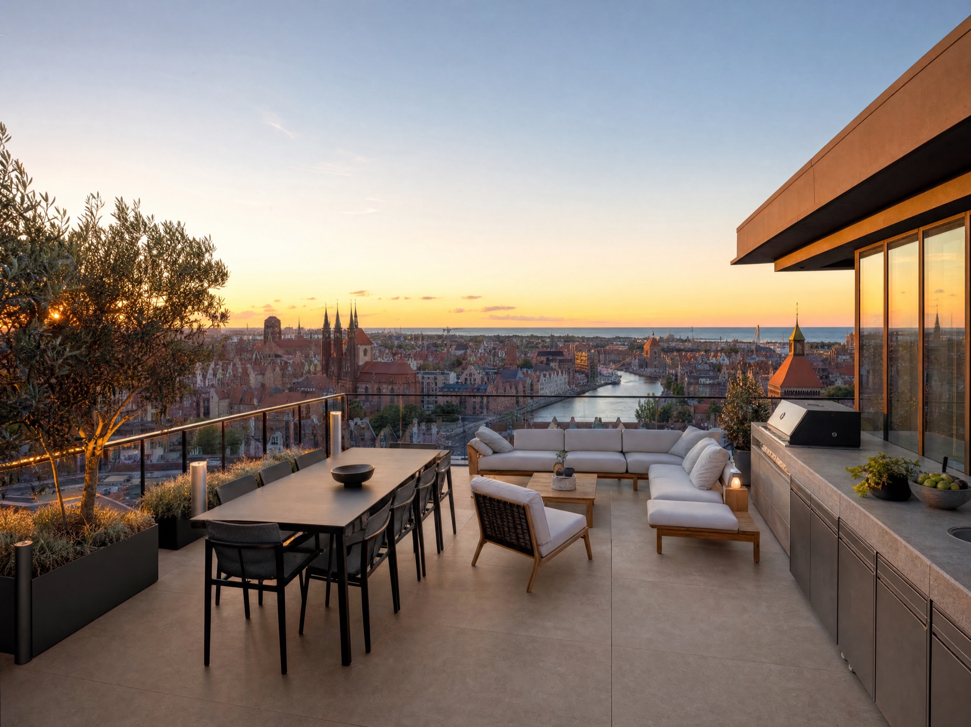 Taras penthouse'u na Wyspie Spichrzów