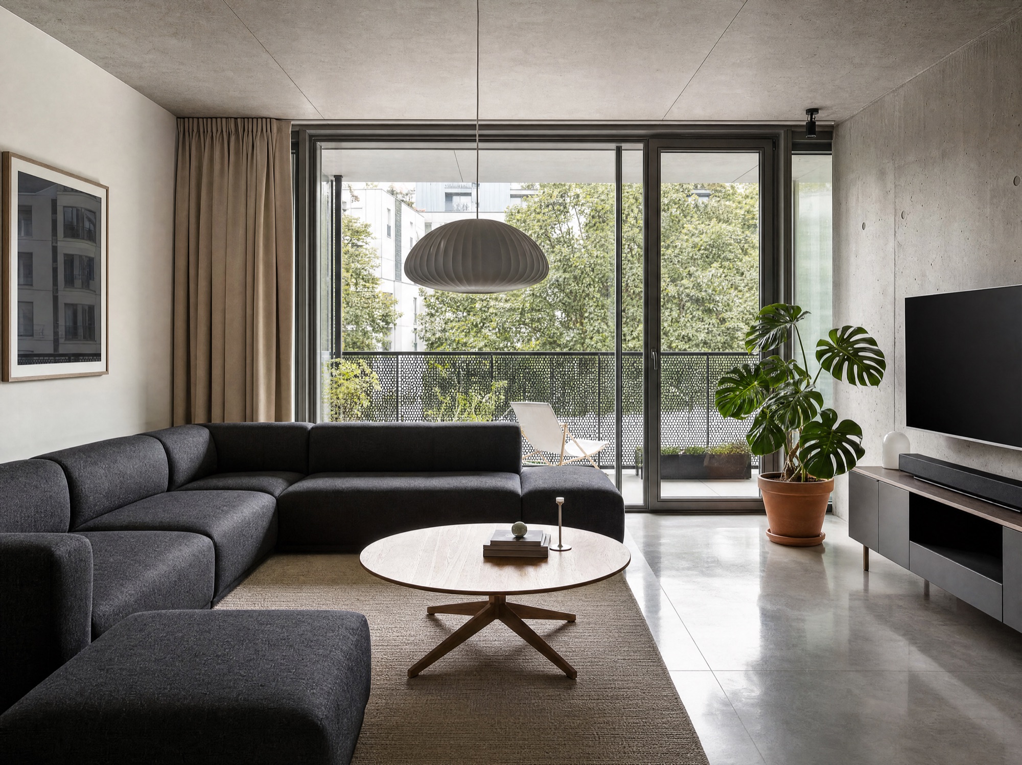 Jasny salon apartamentu w Brzeźnie